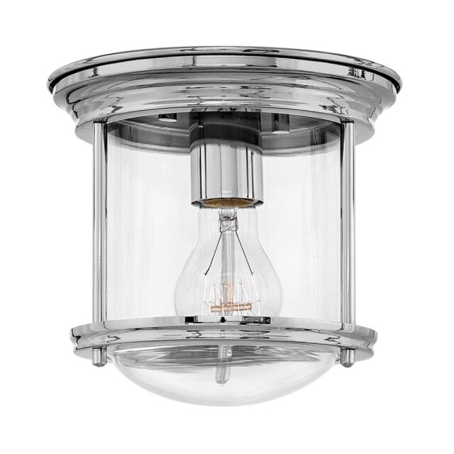 Quintiesse QN-HADRIAN-MINI-F-CM-CLEAR Hadrian Flush Mount Ceiling Light In Chrome With Clear Glass IP44