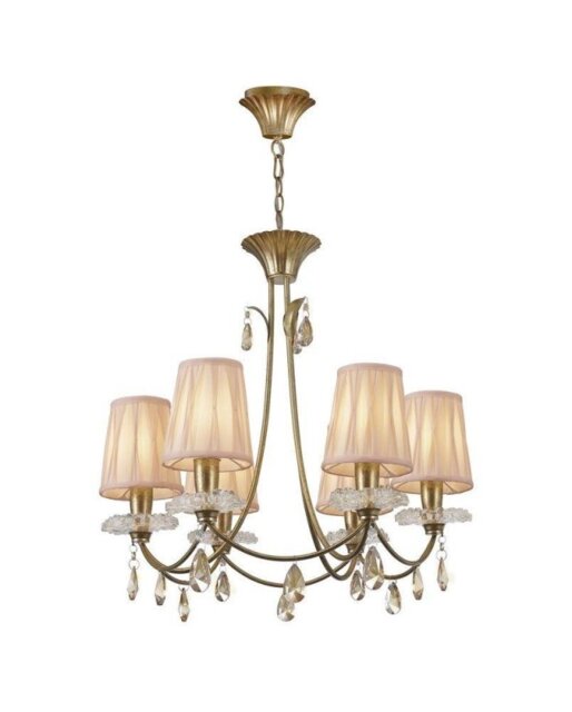 Mantra M6292 Sophie GP 6 Light Pendant Light In Painted Gold With Shades