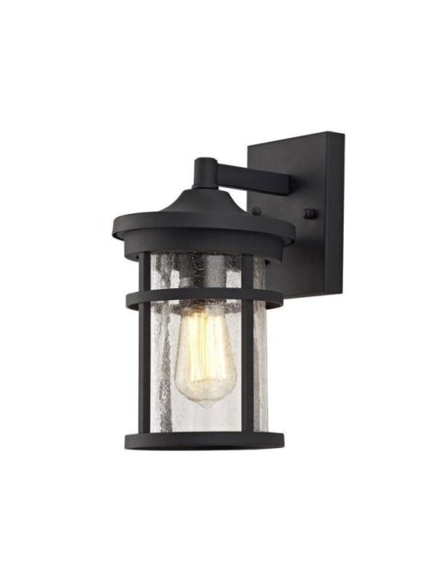 Horton 1 Light Exterior Wall Light In Black With Crackled Clear Glass