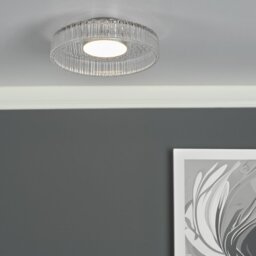 Dar Lighting Leena Flush Ceiling Light In Polished Chrome With Ribbed Glass LED LEE5208