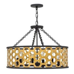 HK/FELIX/6P Felix 6 Light Pendant Light In Gold And Black