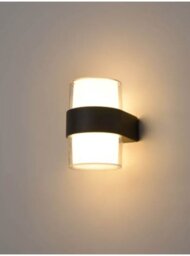Franklite EXT6631 Aura Outdoor Wall Light In Matt Black Finish With Opal Shade IP54