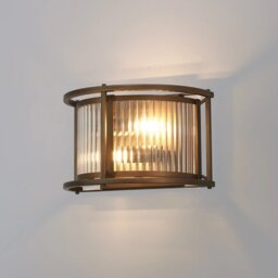 Arcade 2 Light Wall Light In Bronze Finish With Clear Ribbed Glass Panels