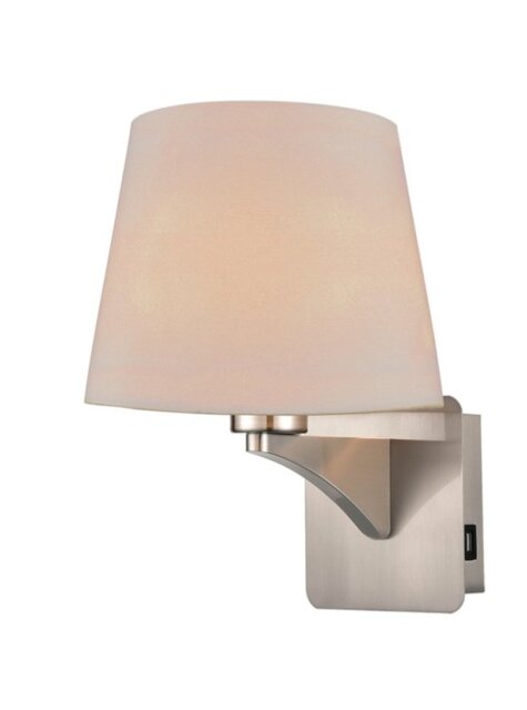 Franklite WB124/1176 Wall Light In Satin Nickel With USB Port And Shade