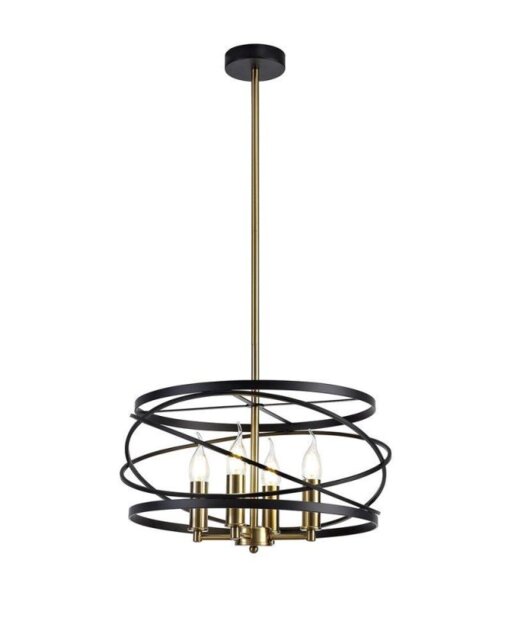 Orbit 4 Light Ceiling Pendant In Black And Satin Gold
