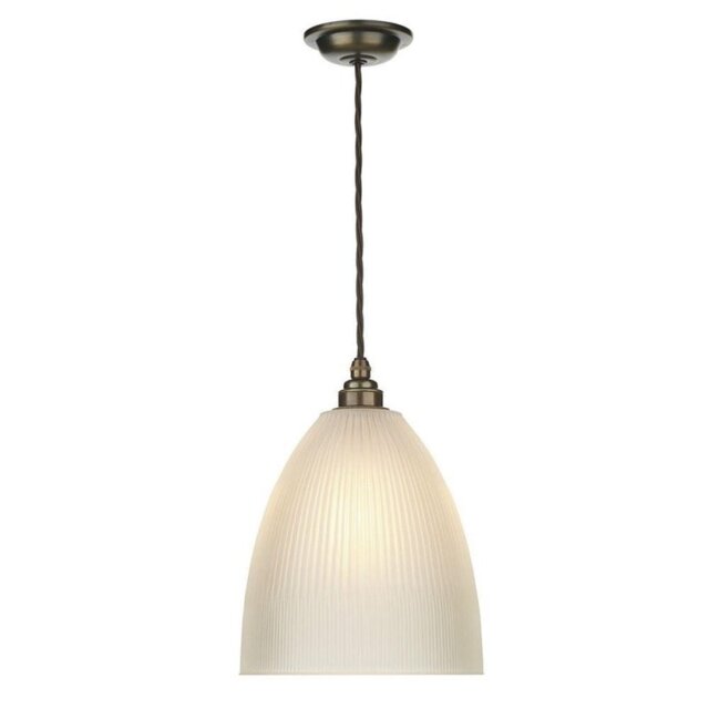 David Hunt Lighting DUX0175 Duxford 1 Light Pendant Light In Antique Brass With Satin Glass