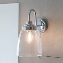 Endon 77088 Ashbury Bathroom Wall Light In Chrome And Clear Glass