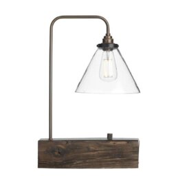 David Hunt Lighting ASP4229 Aspen 1 Light Table Lamp In Wood Effect With Clear Glass