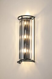 Crown 57 cm Tall Wall Light In Black Finish With Clear Crystal Glass