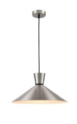 Franklite PCH211 Happy 1 Light Large Ceiling Pendant In Satin Nickel - Dia: 400mm