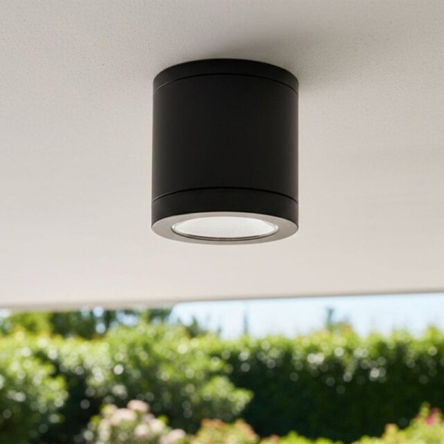 Firstlight 6817BK Max LED Resin Flush Ceiling Light In Black Finish IP65