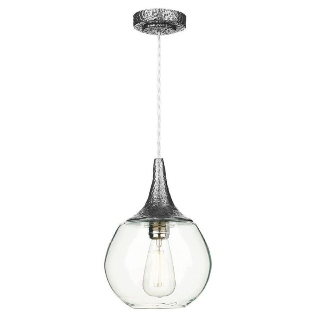 David Hunt Lighting TEA0167 Teardrop One Light Ceiling Pendant Light In Pewter With Clear Glass