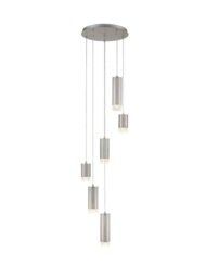 Franklite FL2414-6 Cordelia 6 Light Cluster Ceiling Pendant Light In Satin Brushed Silver Finish
