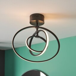 Endon 80682 Avali 3 Light Semi Flush Ceiling Light In Matt Black And White Acrylic