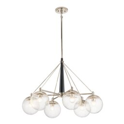 Quintiesse QN-MARILYN6 Marilyn 6 Light Ceiling Chandelier In Polished Nickel And Matte Black Finish