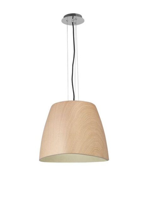 Mantra M4821 Triangle 1 Light Large Ceiling Pendant In Chrome And Beech - Dia: 470mm