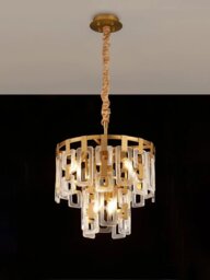 Italica 41 cm 2 Tier Round Pendant In Matt Gold Finish With Clear Glass