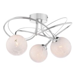 Dar Wisebuys Onawa 3 Light Semi Flush Ceiling Light In Polished Chrome With White Confetti Glass