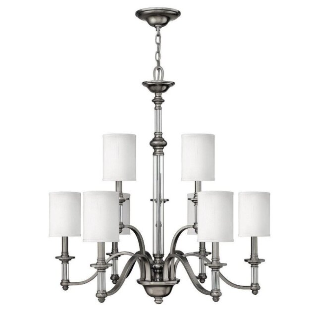 HK/SUSSEX9 Sussex 9 Light Brushed Nickel Chandelier