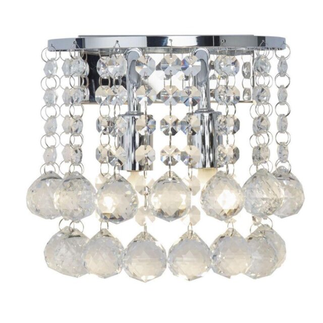 Searchlight 2402-2CC Hanna Chrome And Crystal 2 Light Wall Lamp