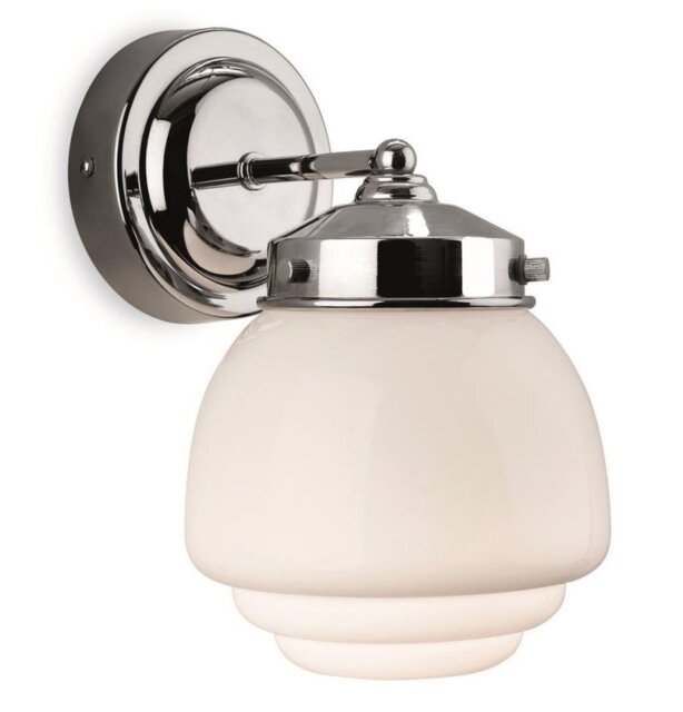 Firstlight 4945CH Art Deco Wall Light In Chrome And Opal White Glass