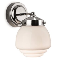 Firstlight 4945CH Art Deco Wall Light In Chrome And Opal White Glass