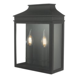 Dar VAP5022 Vapour 2 Light Outdoor Wall Light In Black And Glass