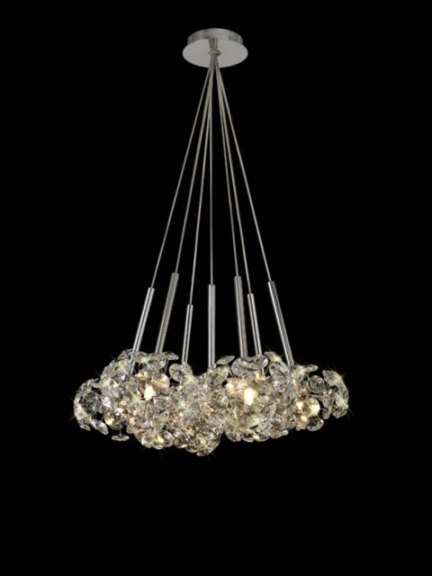 Prestige Fusion 7 Light Crystal Cluster Ceiling Light In Polished Chrome Finish