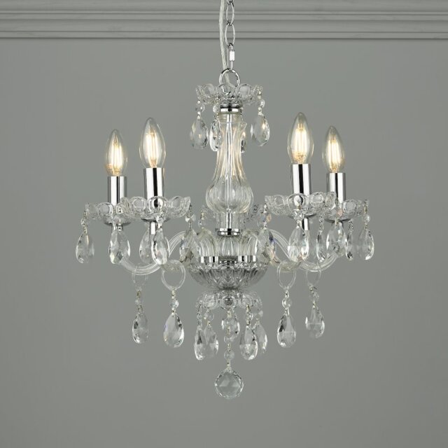 Laura Ashley Harriet Crystal 5 Light Chandelier In Polished Chrome Finish