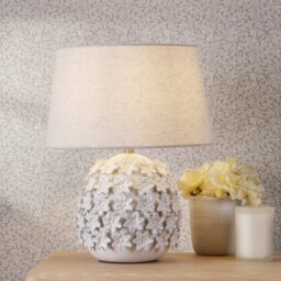 Laura Ashley Ingham Table Lamp In White Ceramic And Brushed Silver Finish With Shade LA3756679-Q