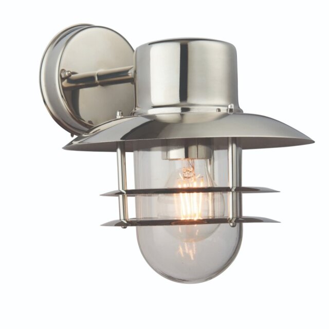 Endon 74703 Jenson 1 Light Outdoor Wall Light In Polished Stainless Steel - Height: 250mm