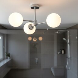 Firstlight 6871CH Splash 3 Light Flush Ceiling Light In Chrome With Opal White Glass IP44
