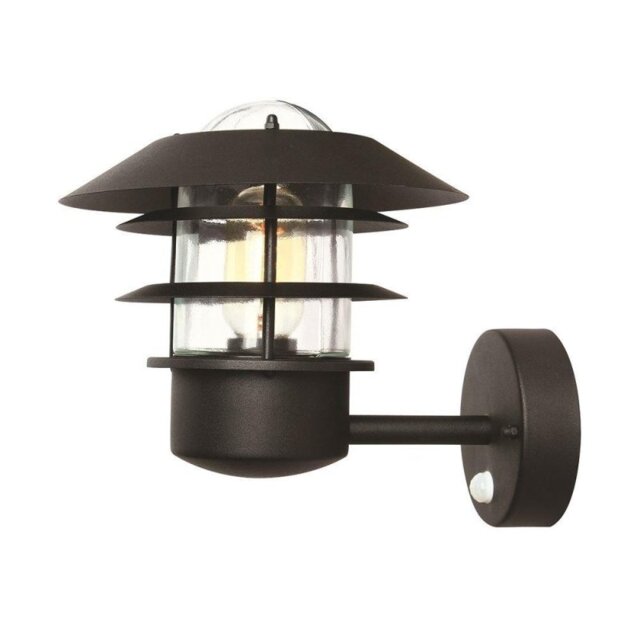 Elstead HELSINGORPIRBK Helsingor 1 Light Outdoor PIR Wall Lantern In Black