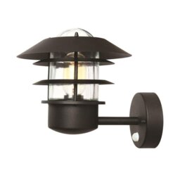 Elstead HELSINGORPIRBK Helsingor 1 Light Outdoor PIR Wall Lantern In Black