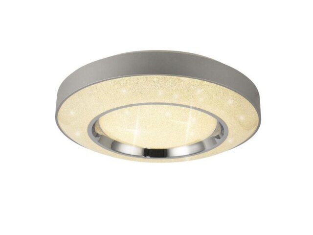 Mantra M6453 Santorini 36 Watt LED Flush Ceiling Light In Silver And Polished Chrome