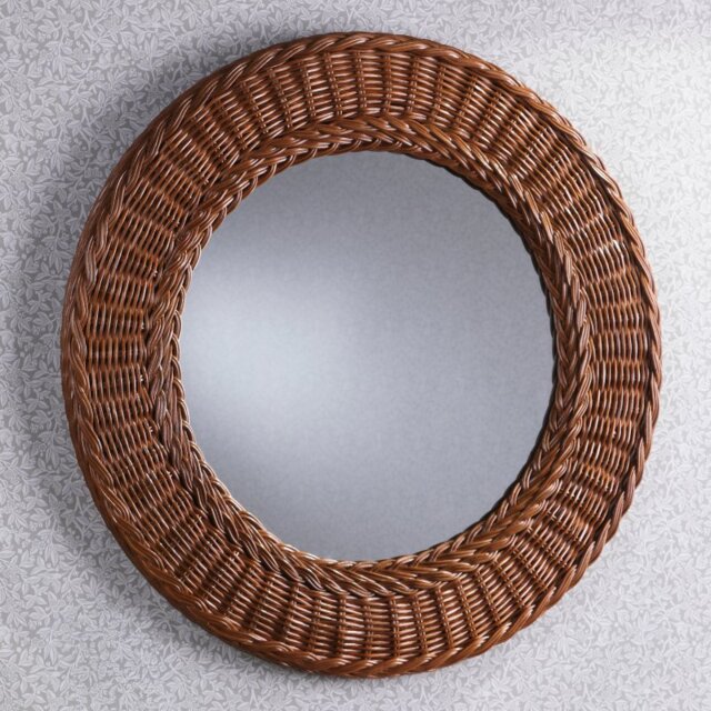 Laura Ashley Cait Round Mirror In Natural Wicker Finish 60cm LA3756691-Q