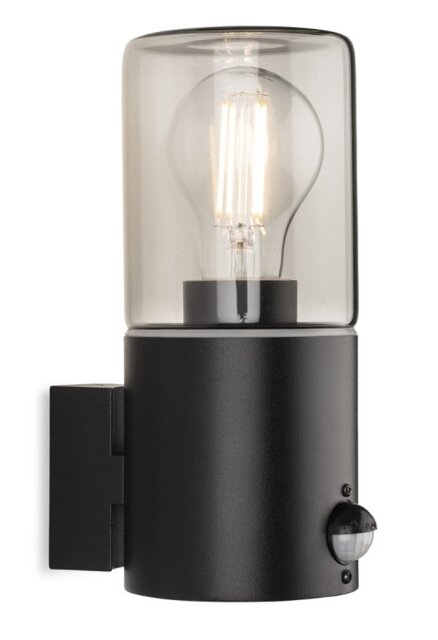 Firstlight 6802BK Manor Wall Light with PIR In Black Finish With Smoked Glass