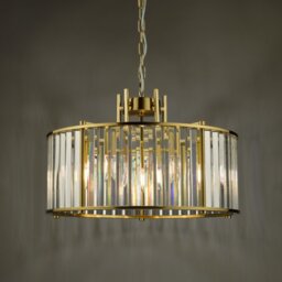 Dar Lighting Kiran 5 Light Glass Ceiling Pendant Light In Natural Brass Finish KIR0535