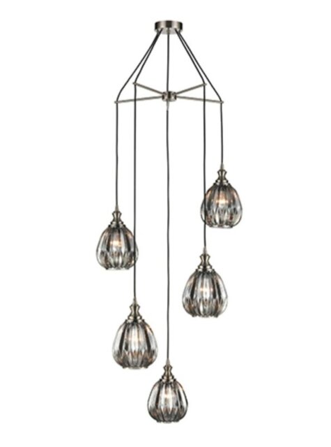 Marcella 5 Light Cluster Ceiling Light In Smoked Glass Finish 60cm F2421-5/351