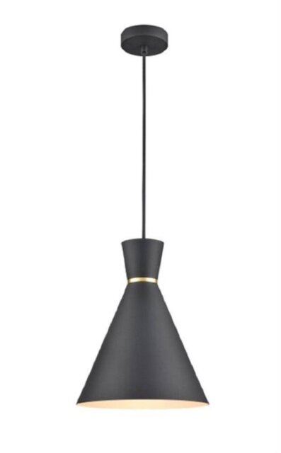 Franklite PCH214 Happy 1 Light Small Ceiling Pendant In Satin Black - Dia: 250mm