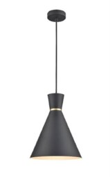 Franklite PCH214 Happy 1 Light Small Ceiling Pendant In Satin Black - Dia: 250mm