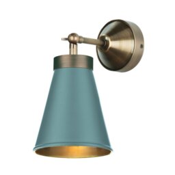 David Hunt Lighting HYDE Single Wall Light In Antique Brass And River Blue Finish