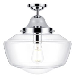David Hunt Lighting Rydal Bathroom Semi Flush Ceiling Light In Polished Chrome IP44