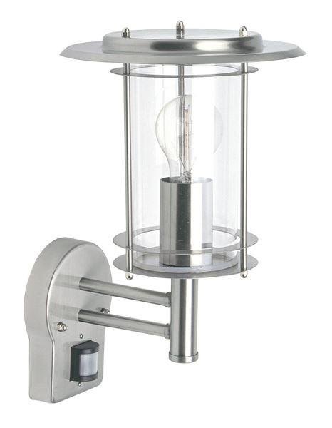 Saxby 4479782 York 1 Light Exterior Sensor Polished Steel Lantern