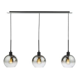 Dar Lighting Lycia 3 Light Bar Ceiling Pendant Light In Black Finish With Smoked Ombre Glass