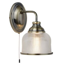 Searchlight 2671-1AB Bistro II One Light Wall Light In Antique Brass With Glass Shades