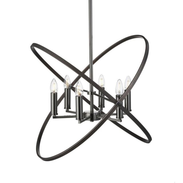 Searchlight 8246-6PW Hoopla 6 Light Ceiling Pendant Light In Pewter