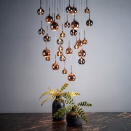 Dar AUR3364 Aurelia 30 Light Cluster Ceiling Light In Black Chrome And Multi Coloured Shades