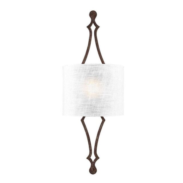 FE/TILLING1WI Tilling 1 Light Wall Light In Weathered Iron And White Shade