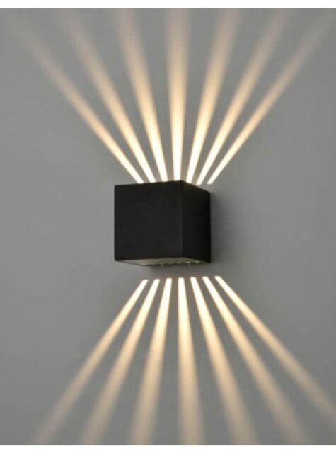 Franklite EXT6629 Aura Outdoor Square Wall Light In Black Finish IP54
